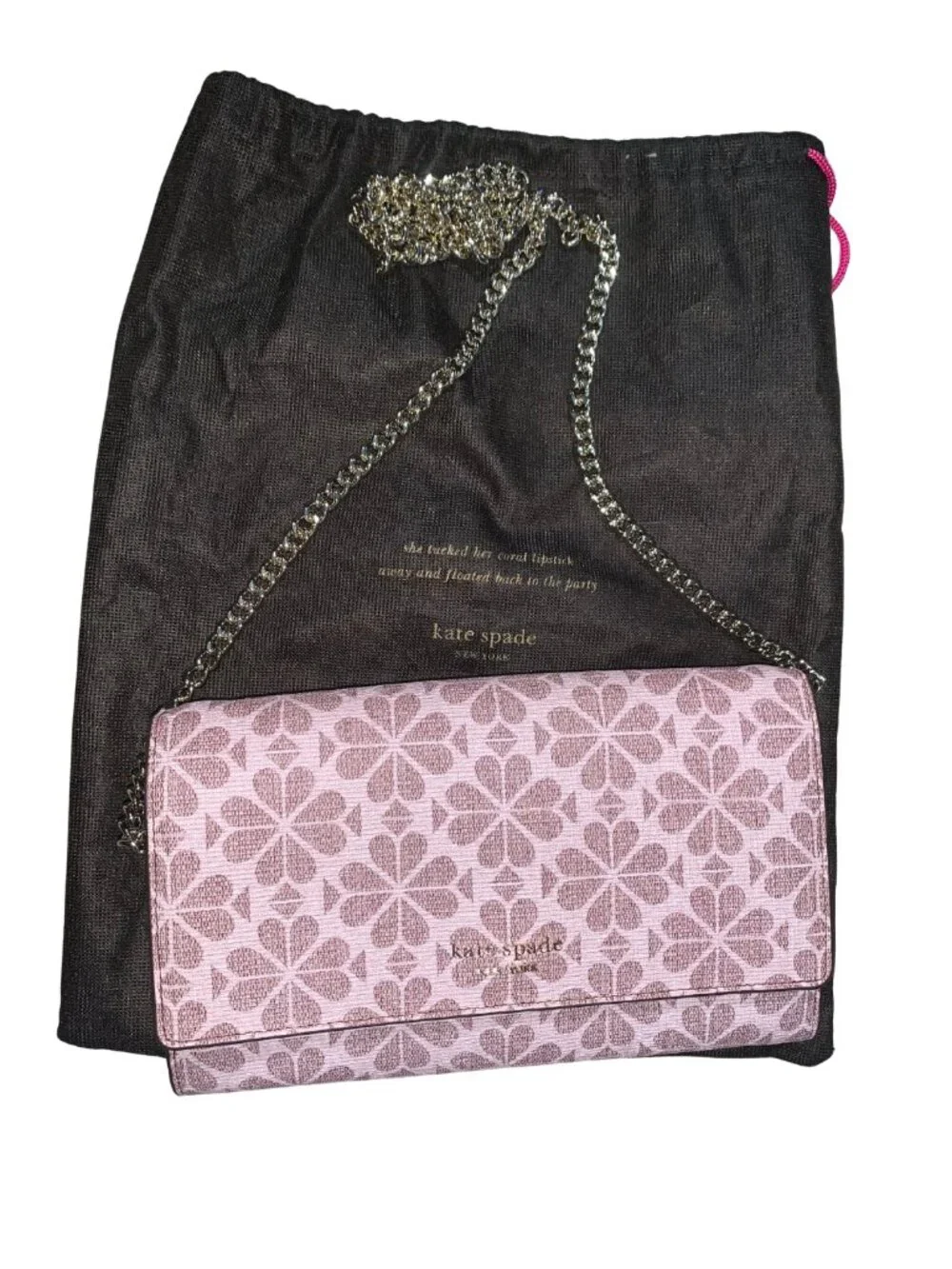 Kate Spade Flower Coated Canvas Chain Clutch with Chain Strap - Like New